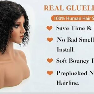 Real Glueless Black Curly Wig